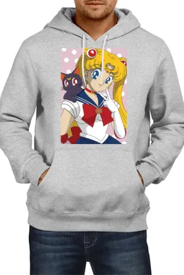 Immagine prodotto di Felpa con cappuccio da uomo Japan Anime Manga Comics Sailor Anime Manga Moon 02, Man S , Gris
