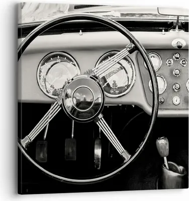 Produktbild von Bild auf Leinwand - Leinwandbild - Einteilig - Lenkrad Auto Vintage - 30x30cm - Wand Bild - Wanddeko - Wandbilder - Leinwanddruck - Bilder - Wanddekoration - Leinwand bilder - Wandbild - AC30x30-4853