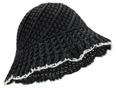Immagine prodotto di Cappello da donna in paglia, modello floppy, pieghevole, traspirante, ideale per la spiaggia e le vacanze, colore nero, taglia unica