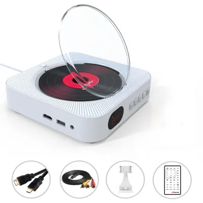 Produktbild von ZELURXX Wandmontierbarer DVD-Player mit Bluetooth, CD-Player, Multifunktionaler Disc-Player mit Fernbedienung, HiFi-Sound, für Zuhause & Lernen