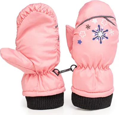 Immagine prodotto di Guanti per bambini, guanti da sci a un dito, caldi, per snowboard, per slittino, per divertimento invernale Rosa chiaro