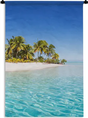 Produktbild von MuchoWow® Wandteppich Wandbehang Meer - Insel - Palme 90x135 cm Tapisserie Dekoration Wandtuch - Baumwolle - Wandskulptur