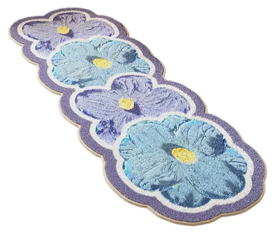 Produktbild von Teppich mit Blumenmuster in Kaschmiroptik, rutschfest, waschbar, saugfähig, flauschig, für Wohnzimmer, Schlafzimmer, Badezimmer – ideal als Dekoration.