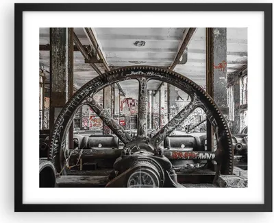 Produktbild von Gerahmtes Poster - Schwarzer Rahmen - Maschine Industrie Graffiti - 50x40 cm - Wand Bild - Wanddeko - Wandbilder - Wandposter - Bilderrahmen - Bilder - Kunstdruck - Wandbild - P2BAA50x40-4304