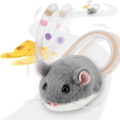 Produktbild von Interaktives Katzenspielzeug: Elektrisch rollende Maus mit wackelndem Schwanz, intelligenter Sensor, Pieptönen und Katzenminze für die Beschäftigung der Katze
