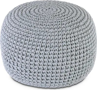 Zdjęcie produktu dla Pufa dziana Okrągła 55 cm Siedzisko Podnóżek Jasnoszara