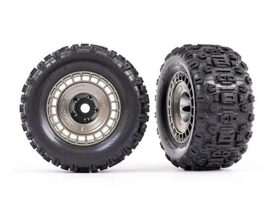 Produktbild von Traxxas Rad 3,8", Reifen Sledgehammer, Felge halbmattschwarz verchromt mit Radkappe (2)