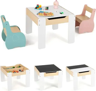Immagine prodotto di Set di sedute in legno per bambini 4 in 1, HY10080CL, 3 pezzi