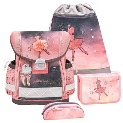 Zdjęcie produktu dla Belmil Klasyczna ergonomiczna saszetka 4-częściowa Ballerina Czarno-różowa saszetka z paskiem na klatkę piersiową