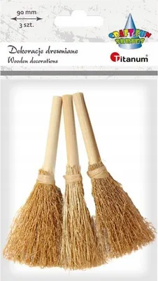 Produktbild von Titanum Dekorations-Besen 3 Stück Miniatur Holz