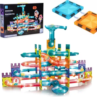 Produktbild von Magnetische LED-Kugelbahn - 166 Teile, 3D-Bausatz