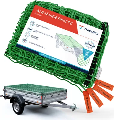 Produktbild von TRIBURG Anhängernetz mit Eckmarkierungen 3x4 m Ladungssicherung I Transportnetz I Anhängerzubehör