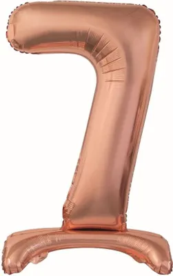 Obrázek produktu pro Fóliový balón číslice 7, stojící - rosegold - růžovo zlatá, 74cm