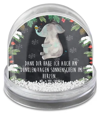 Produktbild von Mr. & Mrs. Panda Weihnachts Schneekugel Elefant Biene - Kreidetafel - Geschenk, wasserkugel, Hochzeitsgeschenk, Liebesbeweis, schnee kugel, Lustige Sprüche, dekoartikel