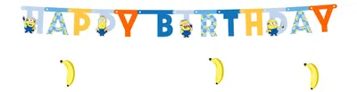 Immagine prodotto di Ghirlanda di compleanno 153x50 cm con striscioni dei Minions blu / giallo / arancione