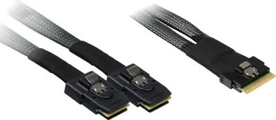 Produktbild von Inter-Tech 88885641, 0,75 m, SlimSAS SFF-8654 8i, 2x MiniSAS SFF-8087 4i, Gerade, Gerade, 24 Gbit/s