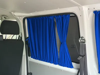 Produktbild von Maß Gardinen für VW T5 T6 T6.1 Transporter lang mit Heckklappe (718) in Blau