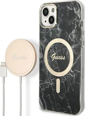 Obrázok produktu pre Guess Set Magsafe Nabíjačka + Puzdro Pre Iphone 14 6.1 Black Marble (Gubpp14Shmeacsk)
