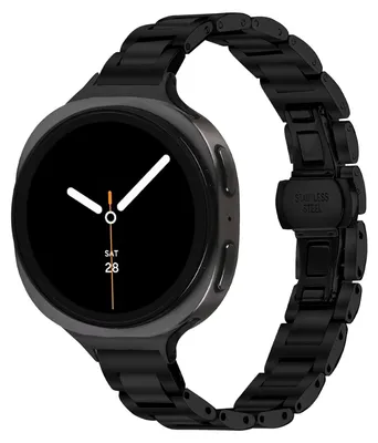 Produktbild von By Qubix Slim fit Edelstahl-Gliederarmband - Schwarz - passend für Samsung Galaxy Watch 8 - 40 mm / 44 mm