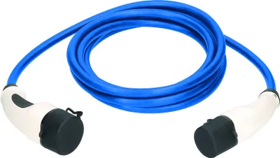 Zdjęcie produktu dla as-Schwabe MODE 3 Kabel ładujący do samochodów elektrycznych Typ 2 na Typ 2 niebieski 230 V, 32 A, 22,0 KW, 10,0 m