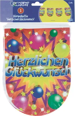 Produktbild von Girlande Wimpelkette Herzlichen Glückwunsch 10 Wimpel