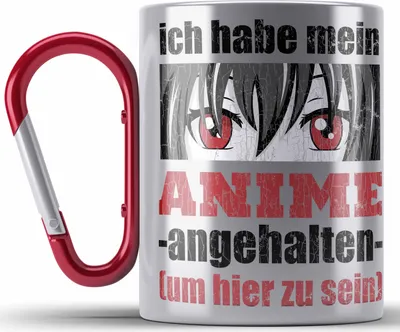 Produktbild von Trendation -  Anime Edelstahl Tasse Karabiner Geschenk Spruch Karabiner Edelstahl Tasse Karabiner Edelstahl Geschenke Deko Anme Fan Spruch Sprüche (Rot)