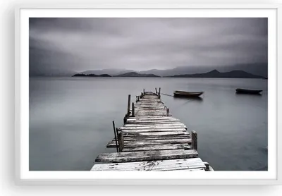 Produktbild von Gerahmtes Poster - Weißer Rahmen - Brücke See - 91,5x61 cm - Wand Bild - Wanddeko - Wandbilder - Kunstposter - Wandposter - Bilderrahmen - Bilder - Kunstdruck - Wandbild - P2WAA91x61-3547