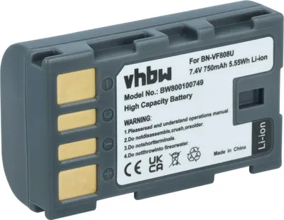 Produktbild von vhbw Akku kompatibel mit JVC GZ-MS130BEU, GZ-MS120SEU, GZ-MS130, GZ-MS90, GZ-MS90EU, GZ-MS95 Videokamera Camcorder (750 mAh, 7,4 V, Li-Ion) + Infochip