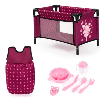 Produktbild von Bayer Design 61767AB Puppenbett Set mit Schlafsack, Puppenzubehör für Rollenspiele der Kinder, ab 3 Jahren