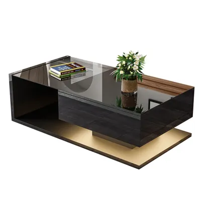 Produktbild von Couchtisch, Hochglanzschwarz,Beistelltische, Couchtische mit Glas und LED-Effekt