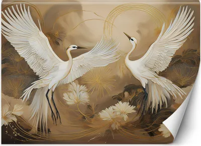 Produktbild von Vlies fototapete Vögel Kraniche Tiere 150x105 cm Feeby Beige inkl. Kleber einfache Montage