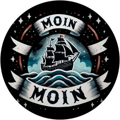 Produktbild von Segelschiff Moin Moin Magnet rund