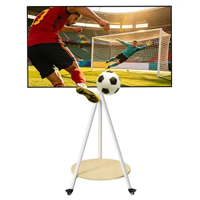 Zdjęcie produktu dla WISFOR Podłoga do telewizora, ruchoma, do telewizorów 40–75 cali, stojak TV z półkami, regulacja wysokości, do 50 kg, maksymalny standard VESA 600 x 400 mm, biały