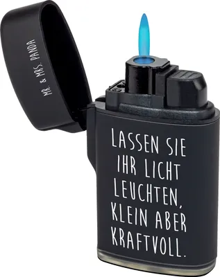 Produktbild von Mr. & Mrs. Panda Feuerzeug Spruch Feuerzeug Licht - Schwarz - Geschenk, Ermutigung, personalisierte Geschenke, Kreativität, Feuerzeuge, zigarettenanzünder, sturmfeuerzeug