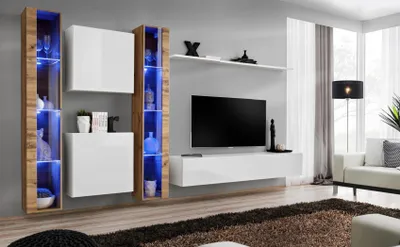 Produktbild von Weiß TV-Ständer Wohnwand Wandschrank Design Wohnzimmermöbel Luxus Sideboard