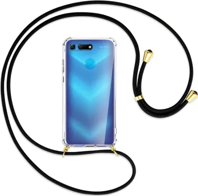 Produktbild von Handykette Backcover-Schutzhülle mit Band (Metall goldfarben) für Honor View 20 / V20 - schwarz