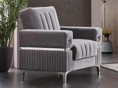 Immagine prodotto di Poltrona Poltrona imbottita Tessuto Soggiorno Seduta Moderna Grigio Monoposto