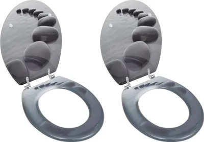 Obrázok produktu pre WC sedadlá s poklopom 2 ks, MDF, kamene