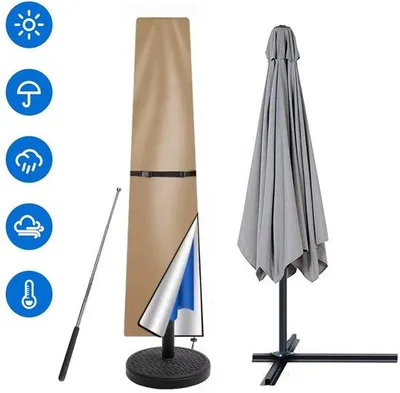 Immagine prodotto di Copertura protettiva per ombrellone, 190x50x30 cm - Copertura impermeabile per ombrellone con cerniera e asta telescopica - Resistente ai raggi UV - Tessuto Oxford - Colore kaki