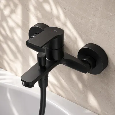 Produktbild von AM.PM Badewannenarmatur Wannenarmatur Schwarz Einhebelmischer Wandmontage Bad Messing Badewannen Armaturen