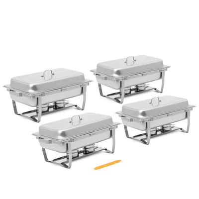 Image de Expondo Royal Catering Chafing Dish - Lot de 4 - GN 1/1 - 4 x 7,5 l - 4 réservoirs de combustible -