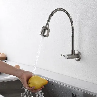 Produktbild von Azomor® Wandmontierte Küchenarmatur mit 360 Grad schwenkbarem Auslauf und doppelten Funktionen