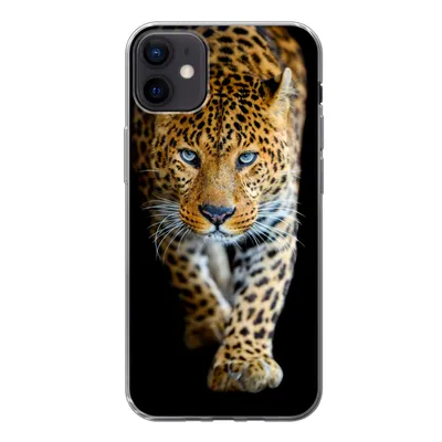 Produktbild von MuchoWow® Handyhülle Schutzhülle Hülle für iPhone 12 mini Leopard - Tiere - Porträt - Wildtiere - Schwarz Silikon Softcase Handy Hülle - Bild