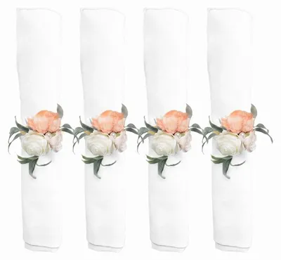Produktbild von 4er-Set Serviettenringe mit Blumenmotiven