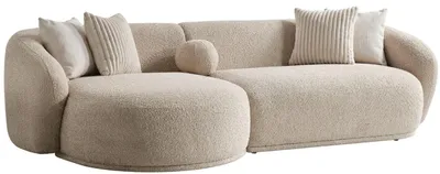 Immagine prodotto di Divano ad angolo a forma di L, beige, rivestito in tessuto, moderno, ideale per il soggiorno, confortevole