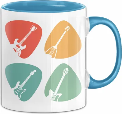 Produktbild von Gitarren Tasse-Geschenk für Gitarristen Retro Vintage Geschenkidee Gitarrist (Blau)