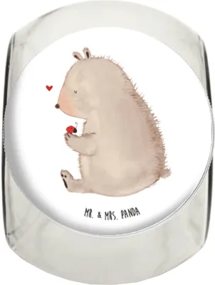 Produktbild von Mr. & Mrs. Panda Bonboniere Bär Marienkäfer XL 2000ml - Weiß - Geschenk, keksglas, Kaffeedose, Teedose, Freiheit, Das Leben Ist schön, Teddy, Liebe, Vorratsglas