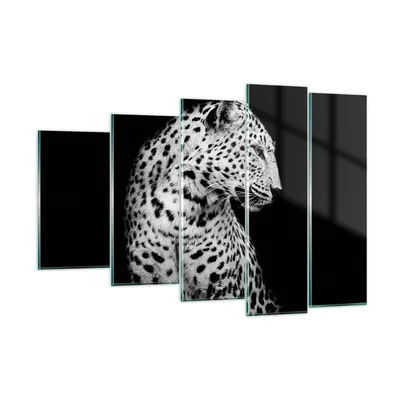 Produktbild von Bilder auf glas - 5 Teile - Leopard Panther Katze - 150x100cm - Glasbilder - Wandbilder - Bilder - zum Aufhängen bereit - Wanddekoration aus Glas - Glas Bilder - Wandbild auf Glas - GEG150x100-4919