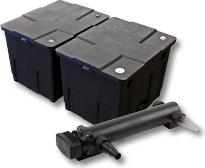 Produktbild von SunSun Komplettset: CBF-350B Teichfilter bis 60000 L Teichfilteranlage als Durchlauffilter, CUV-336 Teichklärer UVC Klärer mit 36 Watt UV-C Leistung