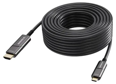 Produktbild von Vision Adapterkabel - USB-C männlich zu HDMI männlich - 50 m - Glasfaser - Schwarz - Unterstützung für 4K60Hz (3840 x 2160)